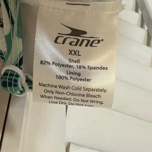 Crane White and Green Palm Print One Piece Swimsuit Size XXL - Picture 6 of 6